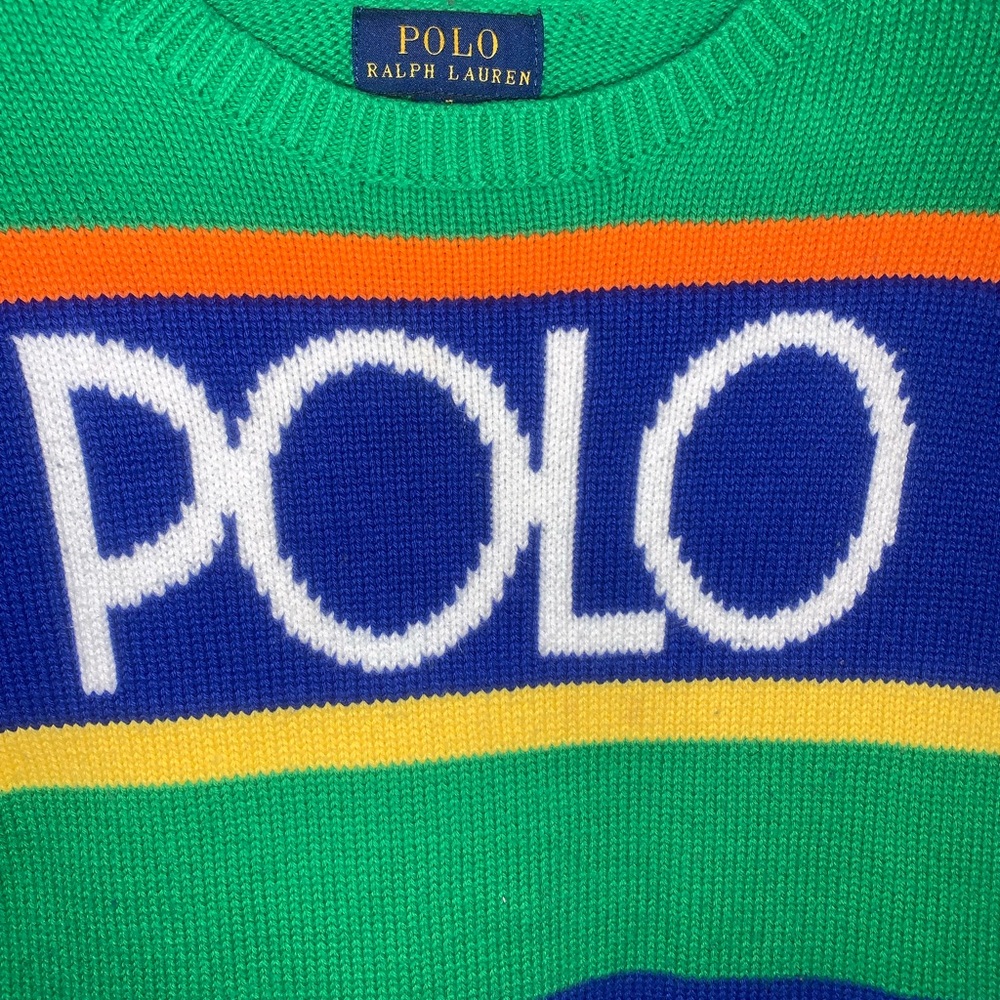 Polo Ralph Lauren Kids Colorblock Logo Knit Sweater – Size 7 - Picture 4 of 7